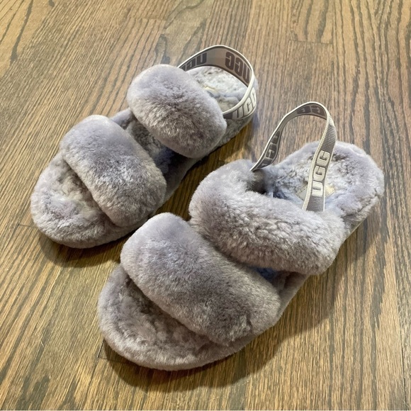 UGG Fluff Oh Yeah Slingback Shearling Sandal Size 7 Women - Picture 1 of 13
